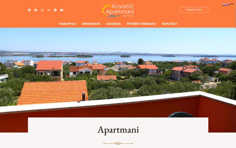 Homepage of the Apartmani Kovačić website