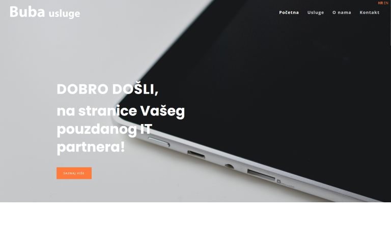 Homepage of the Buba usluge website