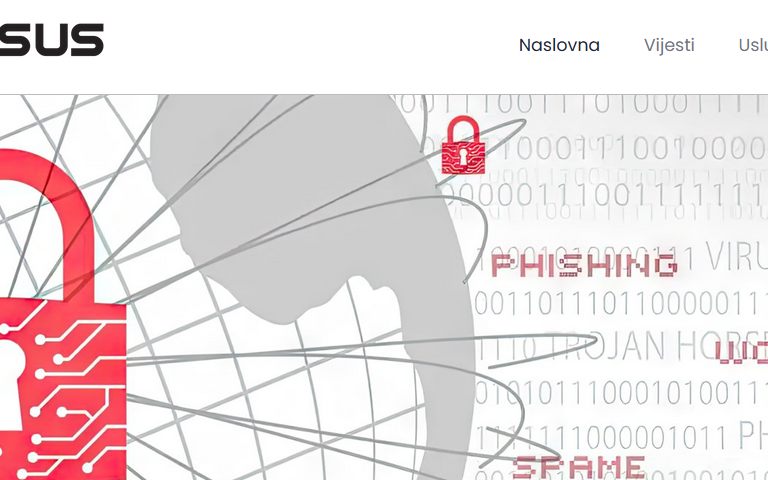 Homepage of the Infensus website