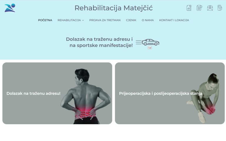 Homepage of the Rehabilitacija Matejčić website
