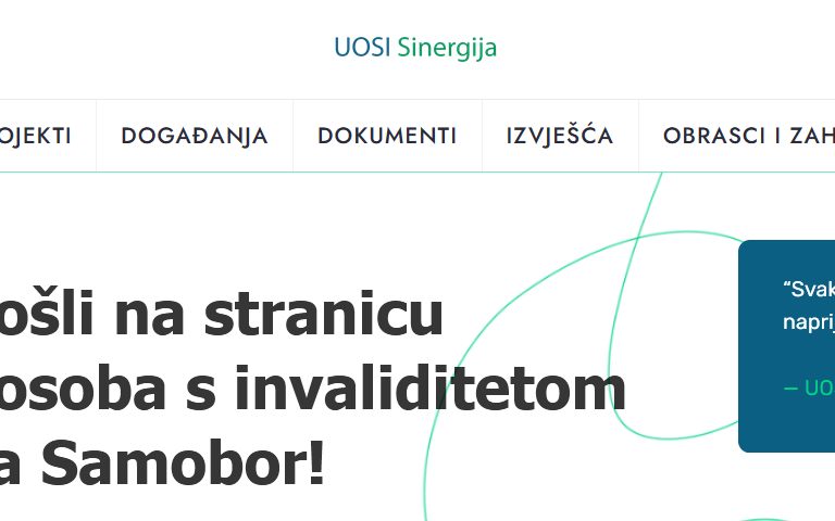 Homepage of the UOSI Sinergija Samobor website